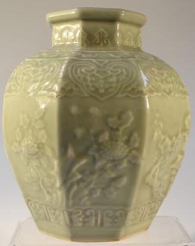 A Chinese green celadon vase