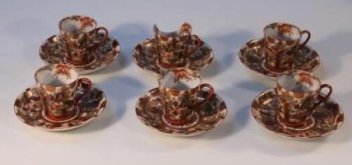 A Japanese Kutani pattern egg shell porcelain part tea service