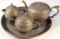 A Chinese Kuthing Swatow pewter tea service