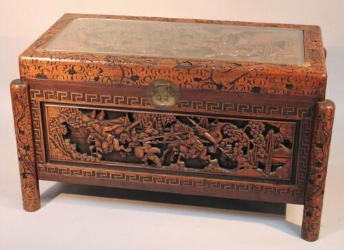 A Japanese hardwood and camphor lined bedding chest