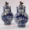 A pair of Chinese blue and white moon flasks