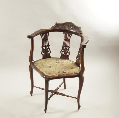 A late Victorian mahogany corner chair