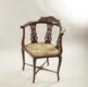 A late Victorian mahogany corner chair