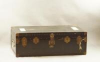 A mid-20thC leather and card travel trunk