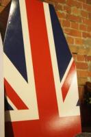 A Union Jack painted coffin