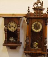 Two early 20thC mahogany Vienna style wall clocks