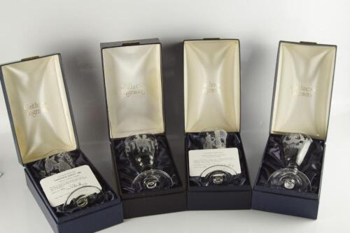 Twelve Caithness Limited Edition engraved glasses.