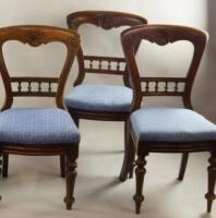 Three Victorian oak dining chairs