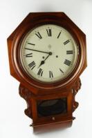 An early 20thC drop dial mahogany wall clock