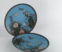 A pair of late 19thC Japanese Kyoto cloisonne chargers
