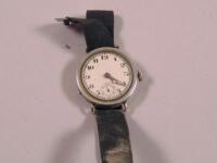 A ladies white metal cased wristwatch