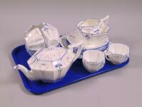 A Shelley blue Iris pattern part tea service