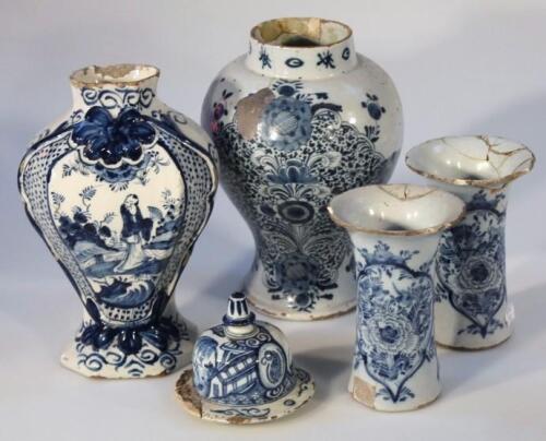 An English Delft blue and white vase