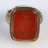 A 19thC carnelian panel seal ring - 2