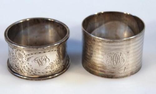 A Victorian silver napkin ring