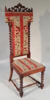 A 19thC rosewood prie-dieu chair