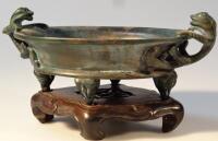 A Chinese oval bronze censer