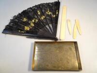 An early 20thC brass card tray