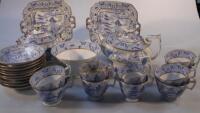 An early 19thC blue and white transfer printed part tea service