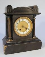 A Victorian slate mantel clock