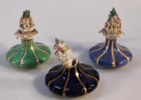 Three 19thC Continental porcelain perfume bottles