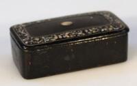 A 19thC papier mache and mother of pearl snuff box