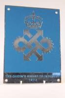 A Queens award industry 1972 metal wall plaque