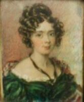 19th Century School. Portrait of young lady in a green evening gown