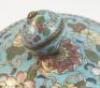 An Oriental style cloisonne ovoid jar and cover on three feet - 2