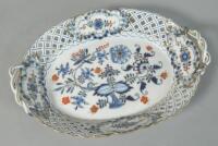 A late 19thC Meissen pierced oval two handled dish