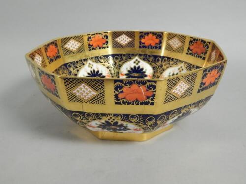 A Royal Crown Derby Imari pattern octagonal bowl
