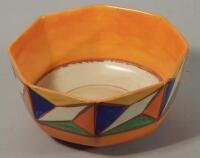 A Clarice Cliff Bizarre octagonal bowl