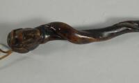 A 19thC hardwood walking stick