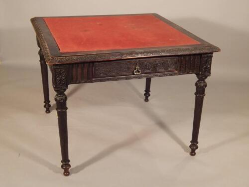 A Victorian oak card table