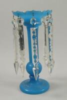 A Victorian turquoise opaque glass lustre