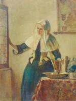 20thC School After Vermeer. Figure of a lady in interior