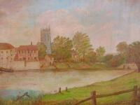 George Hindle Harrison (19thC). St Georges Church from the River Don