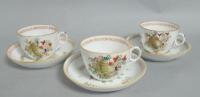 Three early 19thC Newhall porcelain cups and saucers