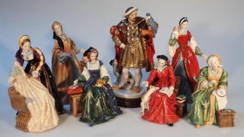 A Royal Doulton Henry VIII and six wives figure set