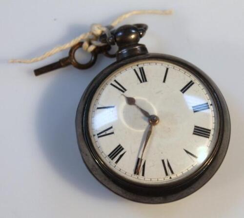 A George IV silver pair cased pocket watch