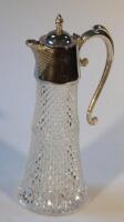 An Edwardian silver plate and cut glass claret jug