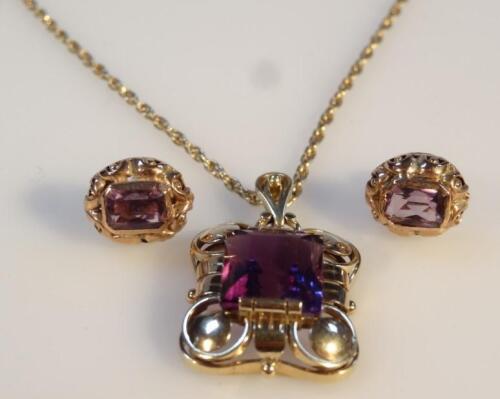 An amethyst jewellery set