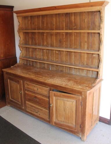 A 19thC pine and light oak dresser