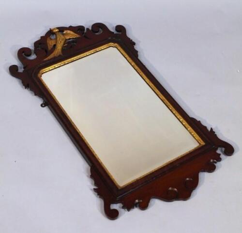 A 19thC mahogany fret mirror