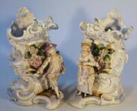 A pair of late 19thC Continental porcelain vases