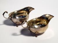 A pair of Edwardian silver sauce boats