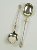 A pair of 19thC Continental serving spoons