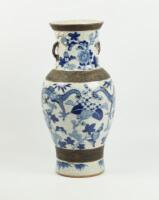 A 20thC Chinese blue and white crackleware baluster vase