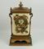 A 19thC French gilt metal and enamel mantel clock