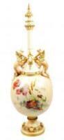 A Royal Worcester blush ivory centre vase and cover